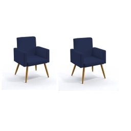 Kit 02 Poltrona Nina Decorativa Suede Azul Marinho para Escritorio, Sala Salão Biselos-decor - 1