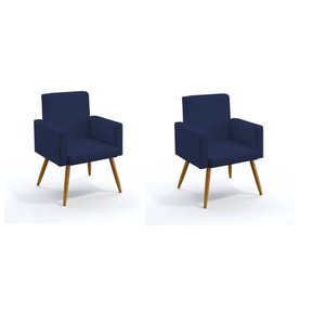 Kit 02 Poltrona Nina Decorativa Suede Azul Marinho para Escritorio, Sala Salão Biselos-decor