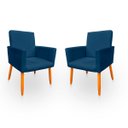 Ver imagem 1 de Kit 02 Poltrona Nina Decorativa Suede Azul Marinho para Escritorio, Sala Salão Biselos-Decor