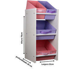 Organizador de Brinquedos Infantil Mini - Rosa e Lilás - 4