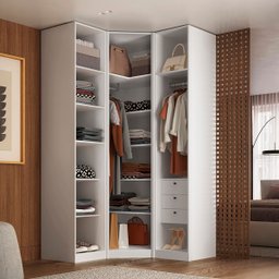 Guarda Roupa de Canto Obliquo Espelho 3 Portas Mdf Altezza Trend Belmax:branco - 2