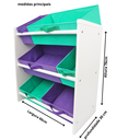 Ver imagem 5 de Organizador de Brinquedos Infantil Médio Cor:Violeta e Verde Bandeira