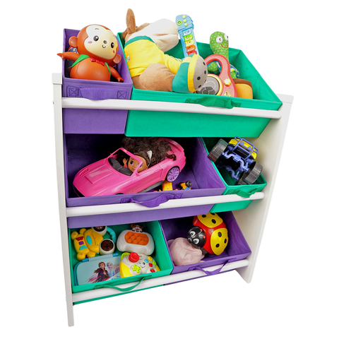 Organizador de Brinquedos Infantil Médio Cor:Violeta e Verde Bandeira