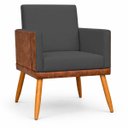 Ver imagem 6 de Kit 2 Poltronas Decorativas Lis para Sala Quarto Recepção Linho Terracota Corino Assento Confortável
