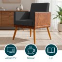 Ver imagem 3 de Kit 2 Poltronas Decorativas Lis para Sala Quarto Recepção Linho Terracota Corino Assento Confortável
