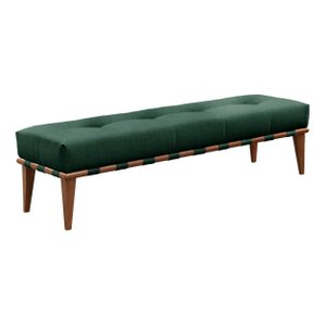 Recamier Quebec Decorativo Madeira Maciça 4 pés Linho Verde - Zahav Estofados.