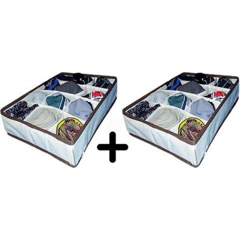 Kit 2 Organizador de Gavetas(Calcinhas, Meias, Cuecas) Organibox 27x36x10 12 Divisões Cor:Marrom