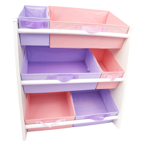 Organizador de Brinquedos Infantil Médio Cor:Rosa e Lilas