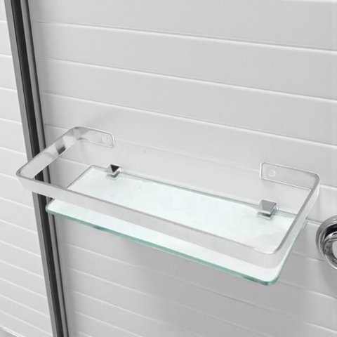 Porta Shampoo Prateleira de Vidro 10x35 Cm Cromada