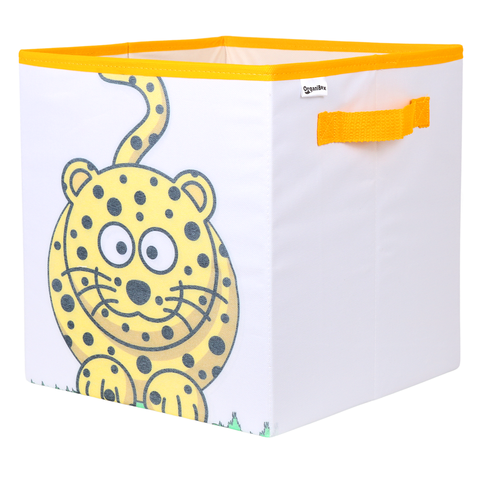 Caixa Organizadora de Brinquedos Estampada 28x30x28cm Cor:Leopardo