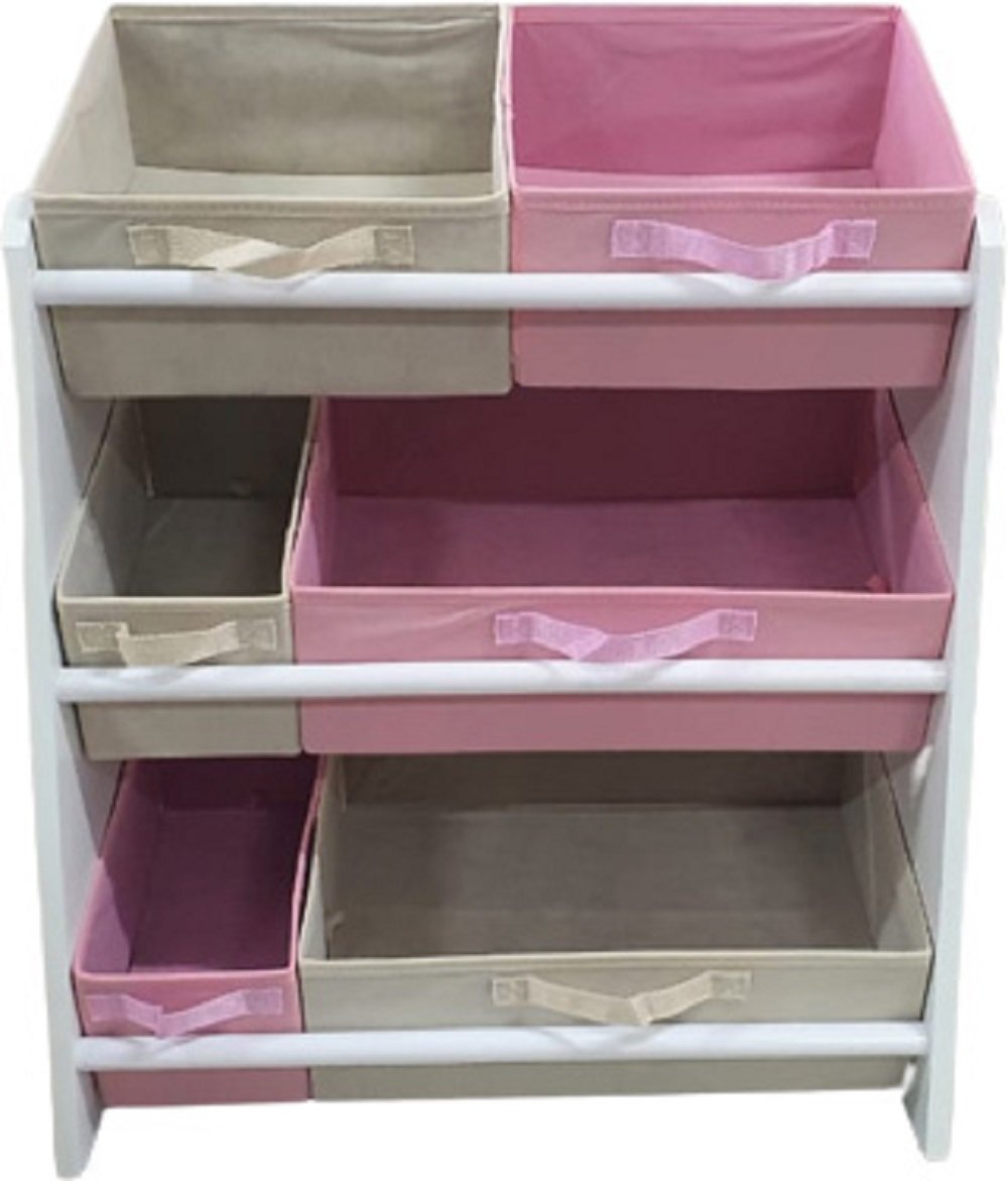 Organizador de Brinquedos Infantil Médio COR:ROSA E BEGE