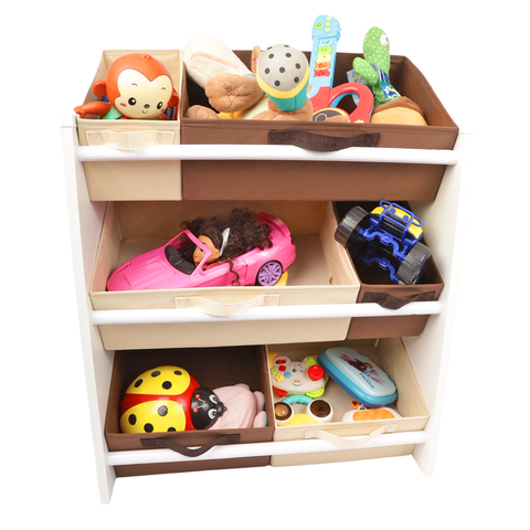 Organizador de Brinquedos Infantil Médio Cor:Marrom e Bege