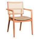 Ver imagem 1 de Cadeira para Mesa de Jantar Adele 44cm Madeira Maciça com Braço | Courino Fende - Sallar Home