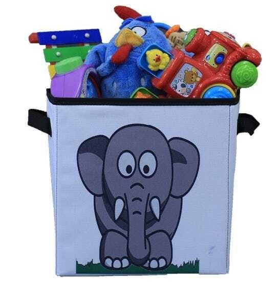Caixa Organizadora de Brinquedos Estampada 28x30x28cm Cor:Elefante