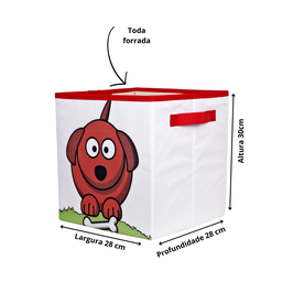 Caixa Organizadora de Brinquedos Estampada 28x30x28cm Cor:cachorro - 6