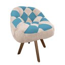 Ver imagem 2 de Poltrona Paloma Escritório Sala Giratória Madeira Suede Bege e Suede Azul Turquesa - Dominic Decor