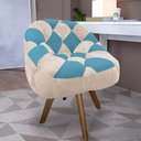 Ver imagem 1 de Poltrona Paloma Escritório Sala Giratória Madeira Suede Bege e Suede Azul Turquesa - Dominic Decor