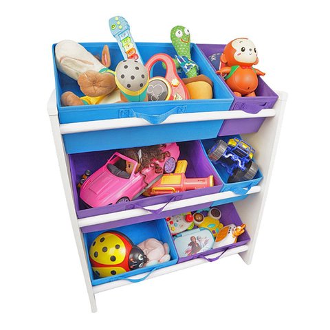 Organizador de Brinquedos Infantil Médio Cor:Azul e Violeta