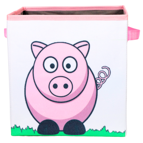 Caixa Organizadora de Brinquedos Estampada 28x30x28cm Cor:Porquinho