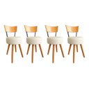 Ver imagem 3 de Cópia - Mesa de Jantar Redonda 80cm Branca Tampo Imbuia com 4 Cadeiras Estofada Off-white Encosto Ma