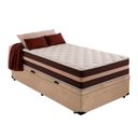 Ver imagem 1 de Cama Box Baú Solteiro 88 Suede Bege com Colchão Little Angel Mola Superlastic 63x88x188cm