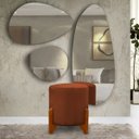 Ver imagem 1 de Puff Decorativo Principe Redondo Pes Madeira Tecido Veludo:terracota