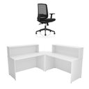 Ver imagem 2 de Balcão de Atendimento em L 140x60cm para Loja e Recepção + Cadeira Ergonômica Netflex Reclinável