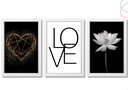 Ver imagem 1 de 3 Quadros Decorativos - Coração Dourado, Love, Flor de Lótus:branca