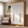 Guarda Roupa Acp Ágata 4 Portas com Pés - Cinamomo/off White - 4