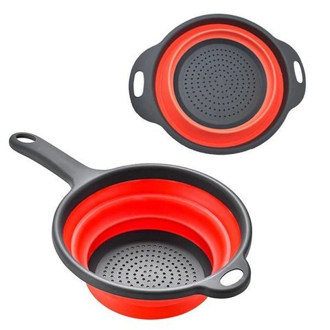 Cesta de Lavagem de Silicone Dobrável para Frutas e Vegetais Vermelho