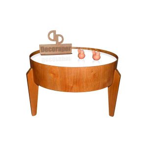 Mesa de Centro Esmeralda Redonda Laminada com Vidro 50cm - Branca