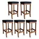 Ver imagem 1 de Kit 5 Banquetas Altas Estofadas Barcelona 74 cm Madeira Maciça Suede Preto CCS