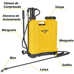 Pulverizador Costal Bomba Manual Vonder PC020 Pulverização Veneno Agrícola Jardinagem - 4