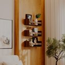 Ver imagem 1 de Kit 3 Prateleiras Porta Livros Nogal 70 X 12cm Suporte Invisivel