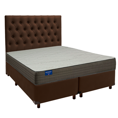 Cama Box + Colchão Queen D33 Orthotech Inducol + Cabeceira Estofada