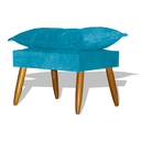 Ver imagem 1 de Puff Opala Decorativo Pés Palitos Quarto - Azul Turquesa