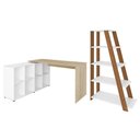Ver imagem 1 de Mesa Escrivaninha em L Eron e Estante Livreiro Stela A06 Branco/carvalho/freijó - Mpozenato