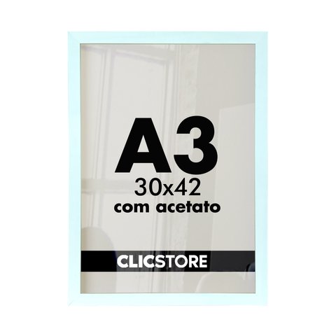 Kit 05 Molduras A3 30x42cm com Acetato e Fundo para Quadros Diplomas Certificados Fotos:branco