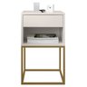 Mesa de Cabeceira Industrial Pé de Aço 1 Gaveta Corrediça Telescópica 1 Nicho - Off White/pé Dourado - 2