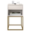 Ver imagem 6 de Mesa de Cabeceira Industrial Pé de Aço 1 Gaveta Corrediça Telescópica 1 Nicho - Off White/pé Dourado