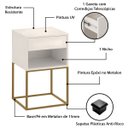 Ver imagem 7 de Mesa de Cabeceira Industrial Pé de Aço 1 Gaveta Corrediça Telescópica 1 Nicho - Off White/pé Dourado