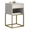 Mesa de Cabeceira Industrial Pé de Aço 1 Gaveta Corrediça Telescópica 1 Nicho - Off White/pé Dourado - 3