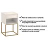 Mesa de Cabeceira Industrial Pé de Aço 1 Gaveta Corrediça Telescópica 1 Nicho - Off White/pé Dourado - 8