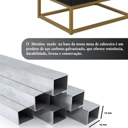 Mesa de Cabeceira Industrial Pé de Aço 1 Gaveta Corrediça Telescópica 1 Nicho - Off White/pé Dourado - 9