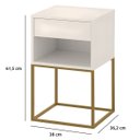 Ver imagem 6 de Mesa de Cabeceira Industrial Pé de Aço 1 Gaveta Corrediça Telescópica 1 Nicho - Off White/pé Dourado