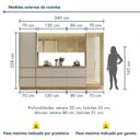 Ver imagem 3 de Cozinha Rainha 6 Peças 10 Portas Cristaleira com Rodapé Reflecta 100% MDF