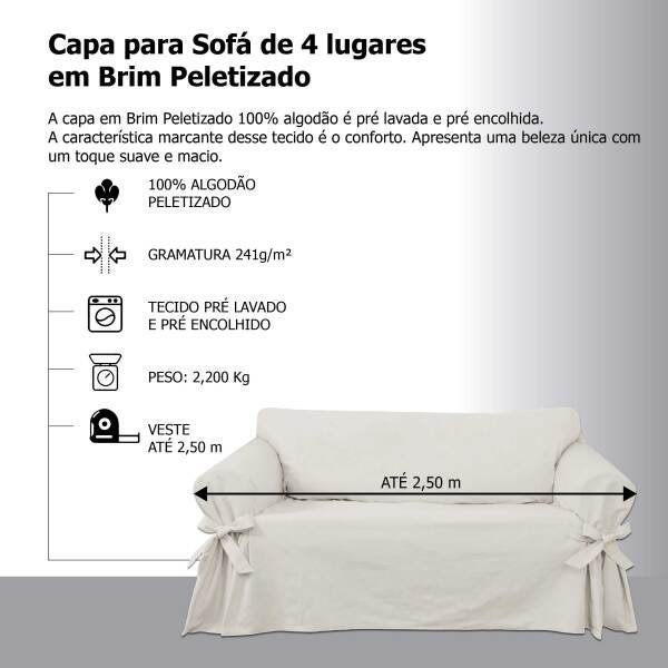 Kit Capa Para Sofá De 3 E 4 Lugares Em Brim Peletizado Cor:Marrom - 4