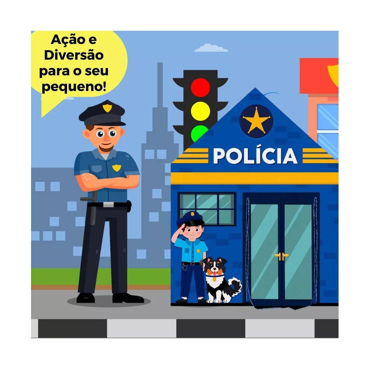 Barraca De Policia Infantil Menino Cabana Desmontável Azul - 3