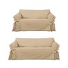 Kit Capa Para Sofá De 3 E 4 Lugares Em Brim Peletizado Cor:Bege - 1