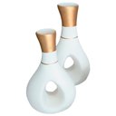 Ver imagem 1 de Par de Vasos Furados em Cerâmica Fosca de Aparador Decor - White Gold